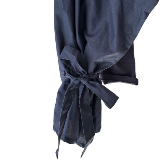 MANGO | 100% Cotton Black Lantern Tie Sleeve Top (S) - Picture 3 of 5